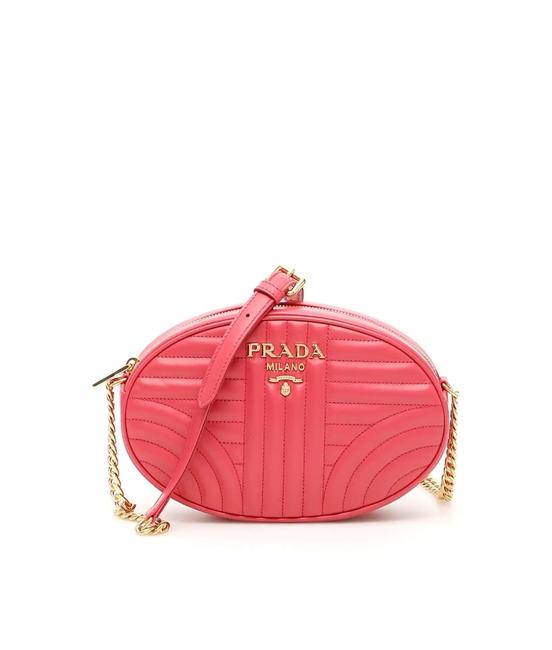 Prada Cr New Oval Diagramme Fuchsia Leather Cross Body Bag
