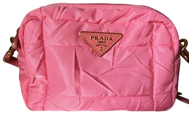 Prada Crispy Pink NylonPatent Leather Cross Body Bag