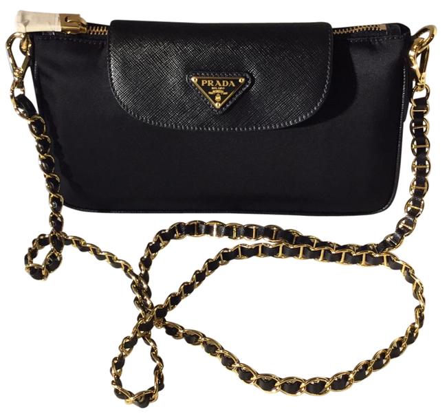 Prada Bandoliera BlackGold Cross Body Bag