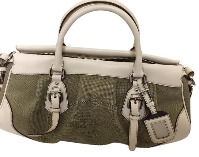 Prada CrossbodyHandheldTote Satchel Corda + Cera CreamTan Canvas Cross Body Bag
