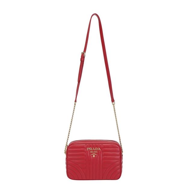 Prada Ct Diagramme Red Leather Cross Body Bag