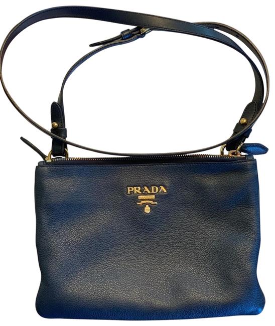 Prada Daino Blue Baltico Calfskin Leather Cross Body Bag