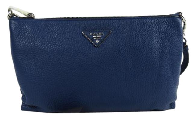 Prada Daino Bluette Leather Cross Body Bag