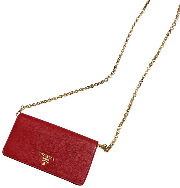 Prada Daino Rosso Leather Cross Body Bag