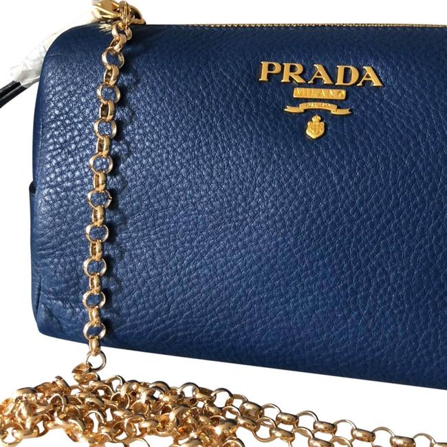 Prada Dark Blue Leather Cross Body Bag