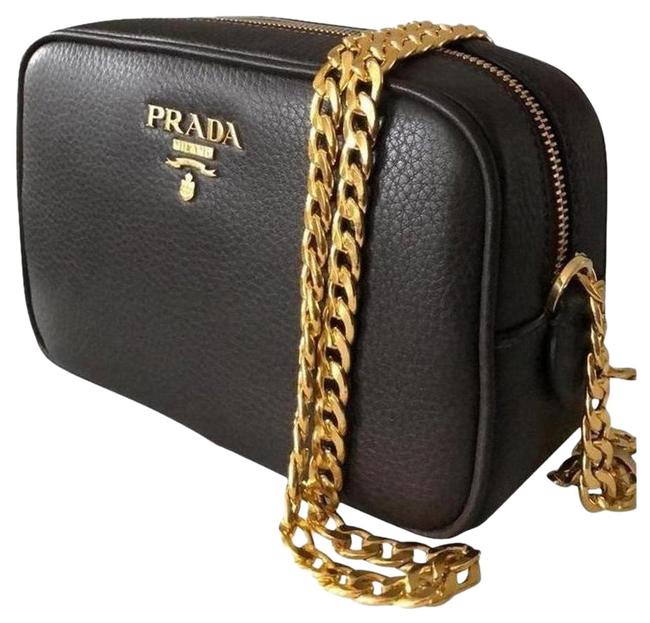 Prada Dark Brown Leather Cross Body Bag