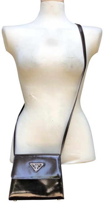 Prada Dark Brown Patent Leather Cross Body Bag