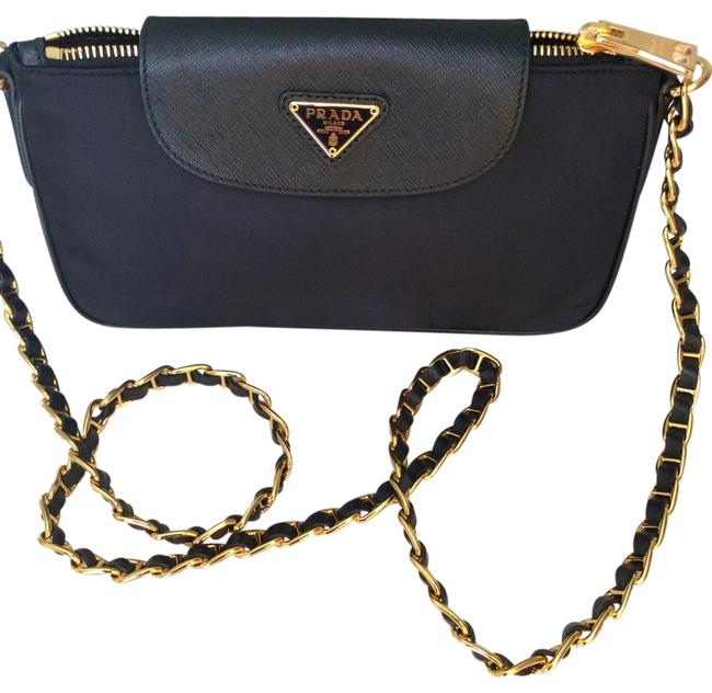 Prada Dark Navy Tessuto Nylon with Saffiano Leather Details Cross Body Bag