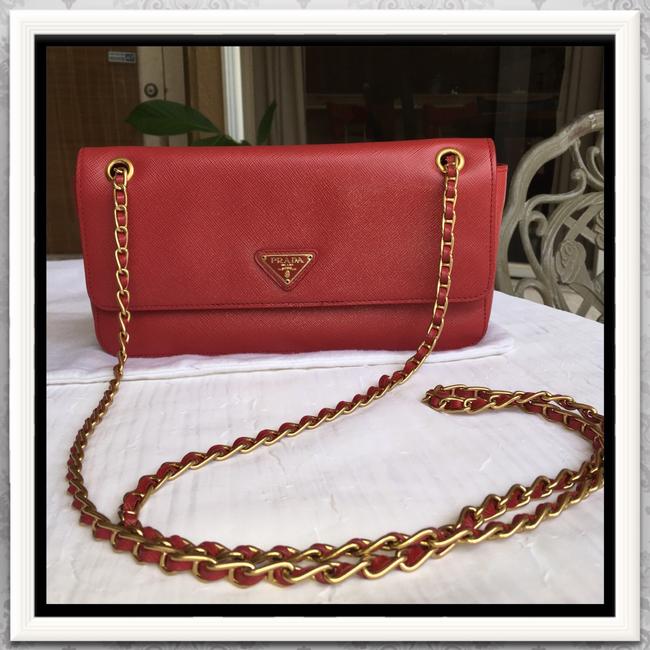 Prada Desert Rose Red Saffiano Cross Body Bag