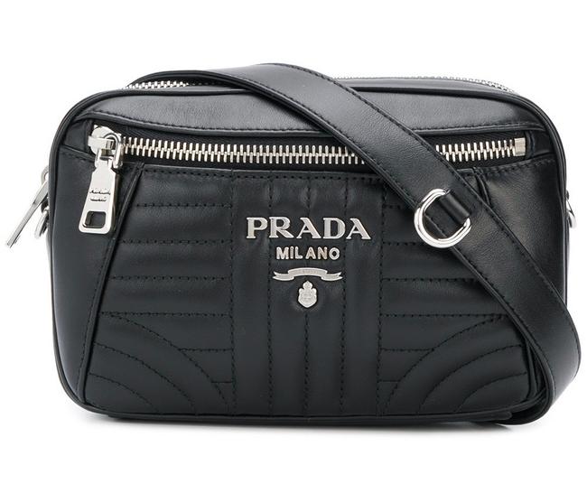 Prada Diagramme Belt Black Leather Cross Body Bag