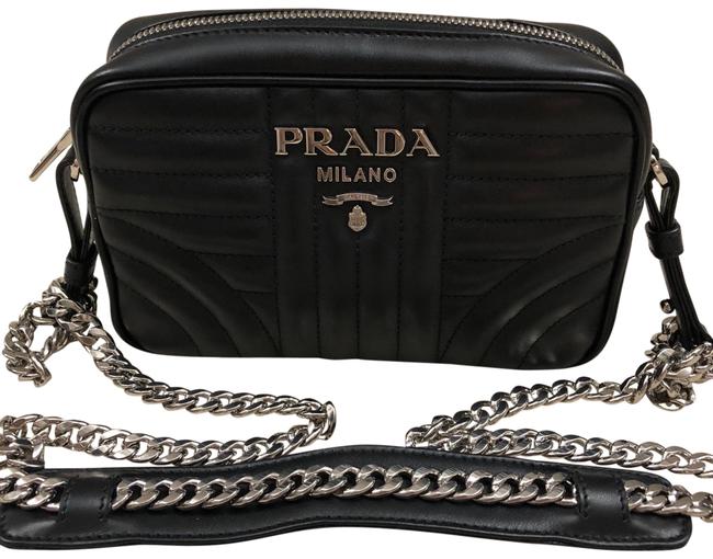 Prada Diagramme Black Leather Cross Body Bag