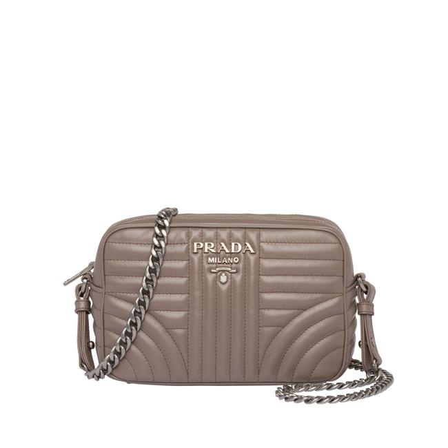 Prada Diagramme Grey Calfskin Leather Cross Body Bag