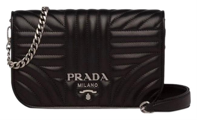 Prada Diagramme Napa Quilted Black Leather Cross Body Bag