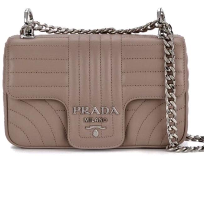 Prada Shoulder Diagramme Beige Leather Cross Body Bag