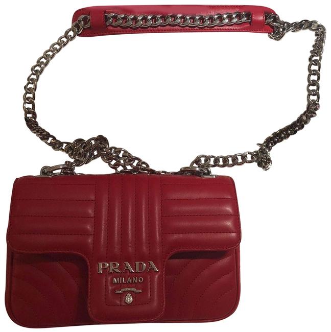 Prada Shoulder Diagramme Red Leather Cross Body Bag