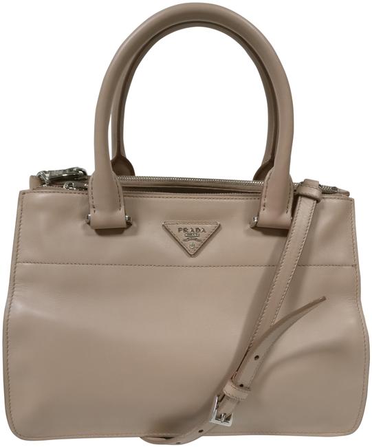 Prada Double Calfskin Tote Leather Cross Body Bag