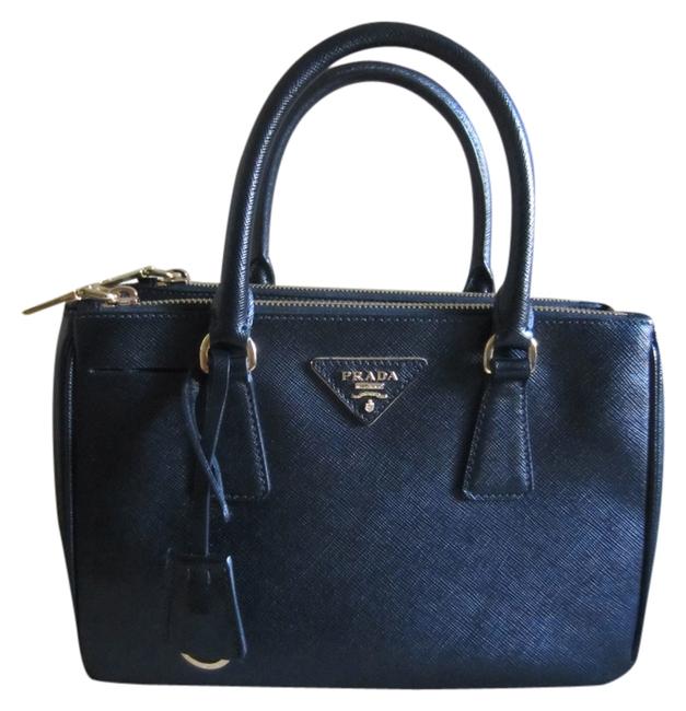 Prada Double Lux Double zip Mini Black Saffiano Leather Cross Body Bag