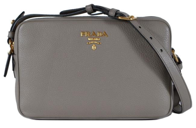 Prada Double New Vitello Bandoliera Zip Grey Leather Cross Body Bag