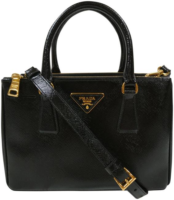 Prada Double Saffiano Tote Black Leather Cross Body Bag