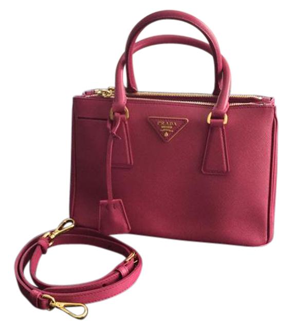 Prada Double Zip Pink Saffiano Leather Cross Body Bag
