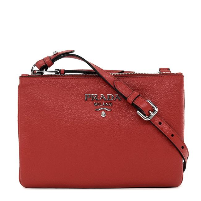 Prada Phenix Vitello Red Leather Cross Body Bag
