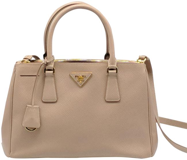 Prada Double Zip Tote Beige Bn1801 Saffiano Leather Cross Body Bag