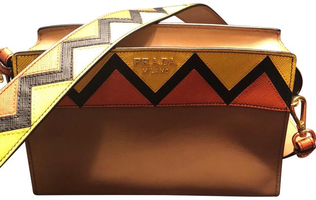 Prada Esplanade Tan Calfskin Leather Cross Body Bag