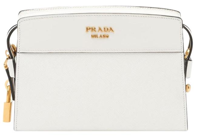 Prada Esplanade White Saffiano Leather Cross Body Bag