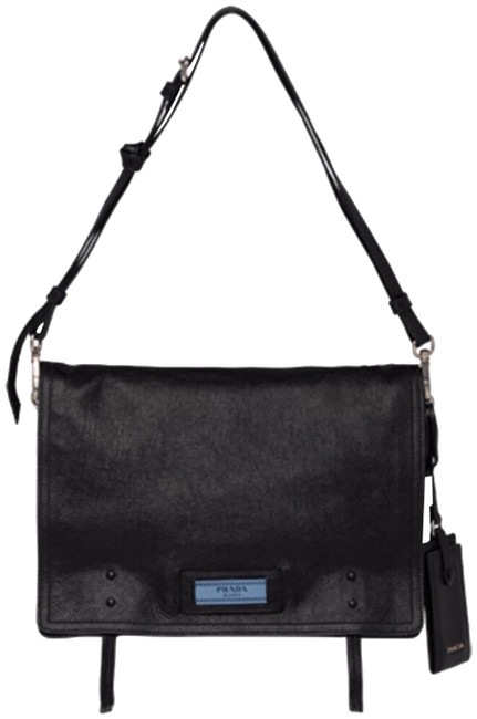 Prada Etiquette Black Calf Leather Cross Body Bag