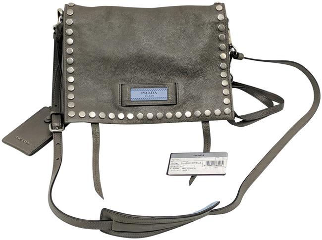 Prada Etiquette New 2017 1bd082 Calf Grey Leather Cross Body Bag