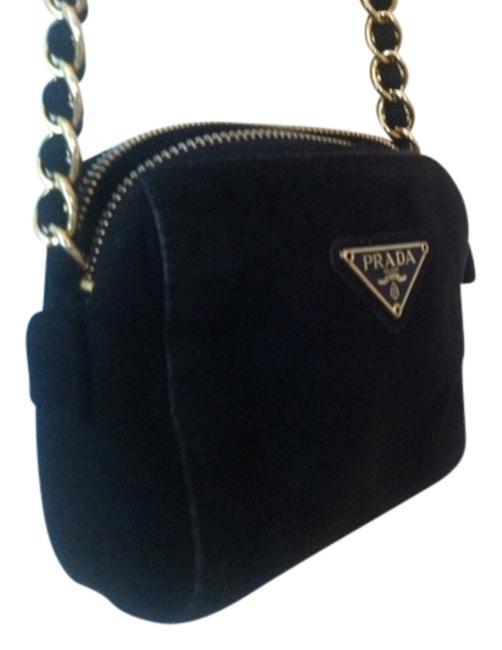 Prada Evening Purse Black Leather Cross Body Bag