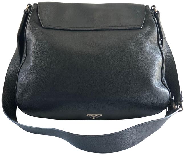 Prada Flap Black Leather Cross Body Bag