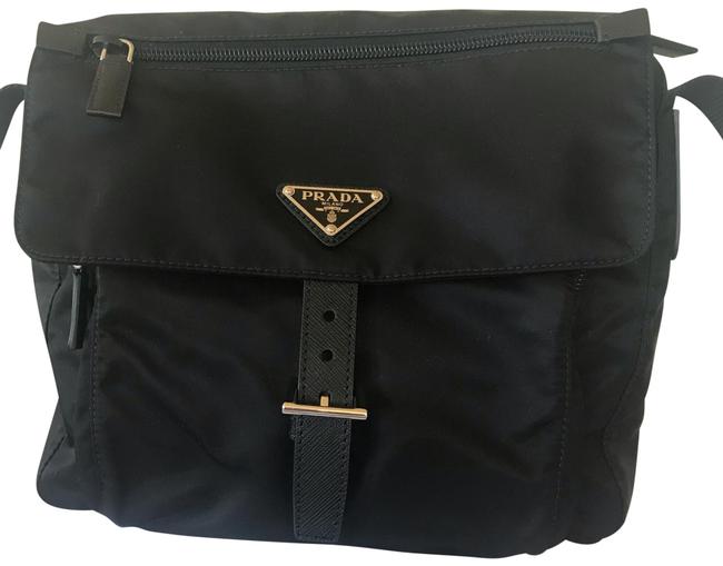Prada Messenger Flap front Black Cross Body Bag