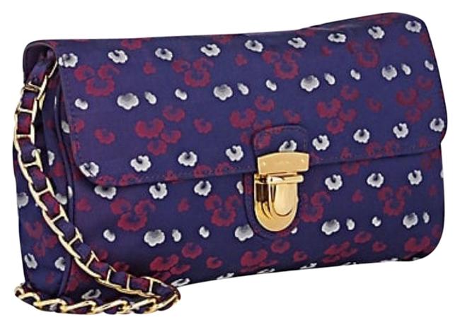 Prada Floral Print Purple Vinyl Cross Body Bag