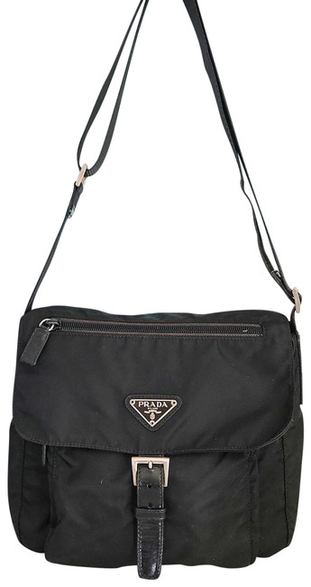 Prada Front Pocket Black Nylon Cross Body Bag