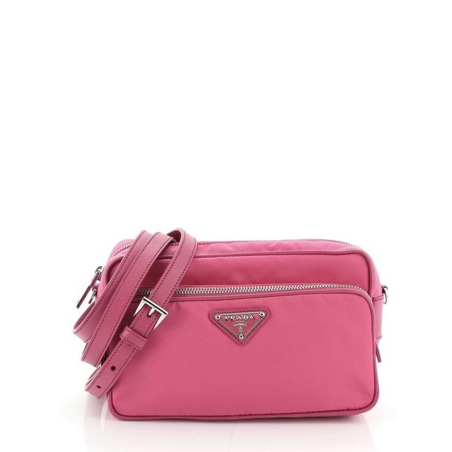 Prada Front Pocket Tessuto Small Pink Fabric Nylon Cross Body Bag