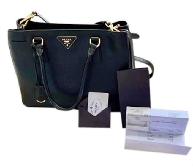 Prada Galleria Medium Satchel Black Saffiano Leather Cross Body Bag