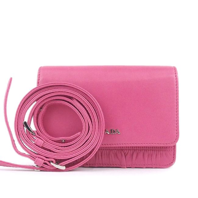 Prada Gaufre Pink Leather Cross Body Bag
