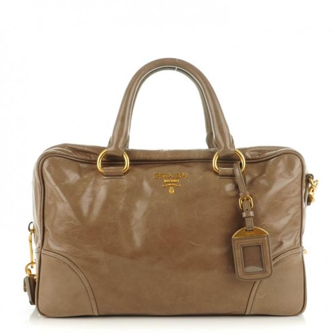 Prada Giunco Tote Brown Leather Cross Body Bag