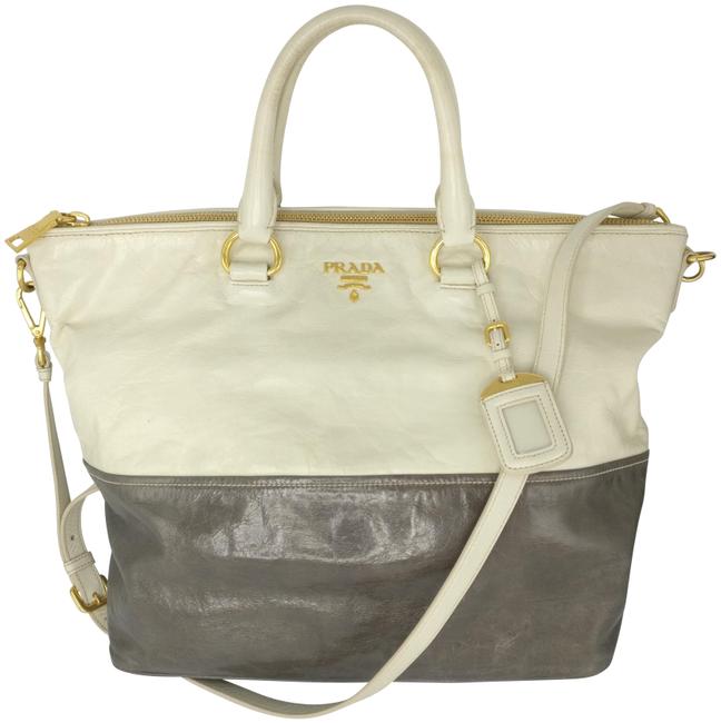 Prada Glace Tote Leather Cross Body Bag