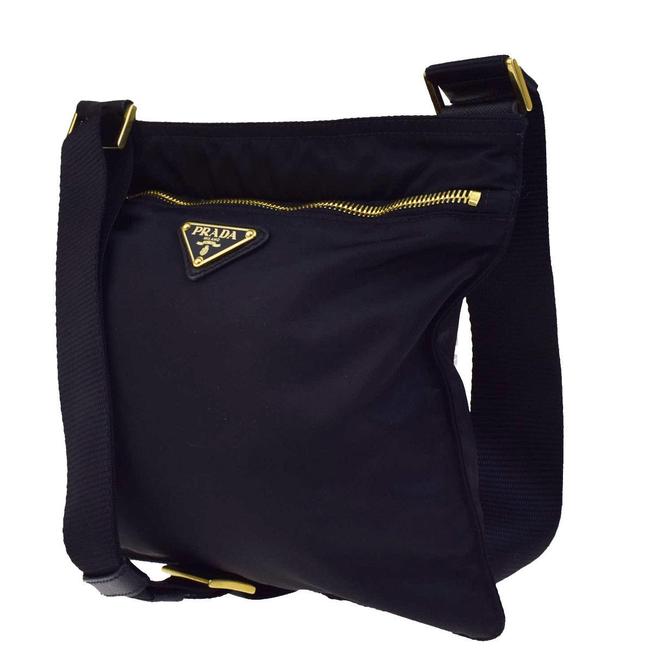 Prada Gold Black Nylon Cross Body Bag