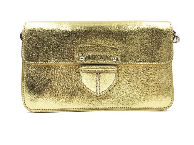 Prada Gold Leather Cross Body Bag