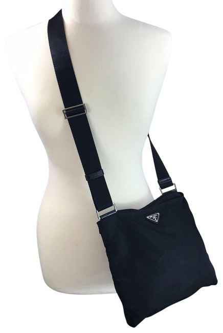 Prada Good Condition Tessuto Adjustable Black Nylon Cross Body Bag