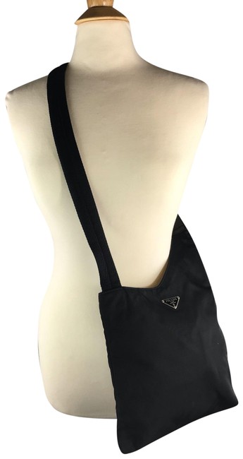 Prada Good Condition Tessuto Black Nylon Cross Body Bag