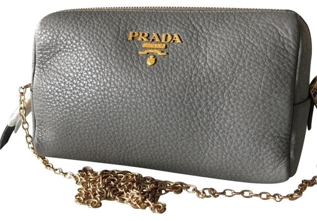 Prada Gray Leather Cross Body Bag