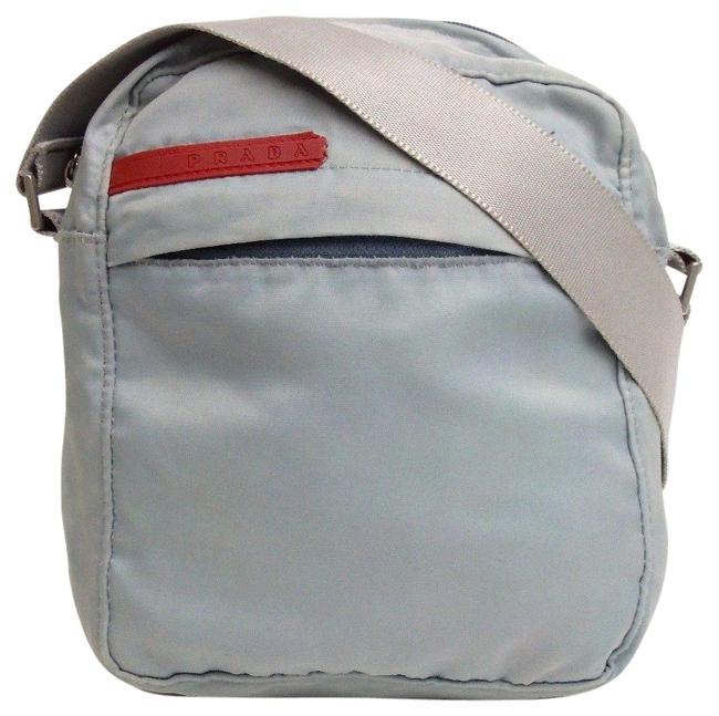 Prada Soho Unisex Grey Blue Nylon Cross Body Bag