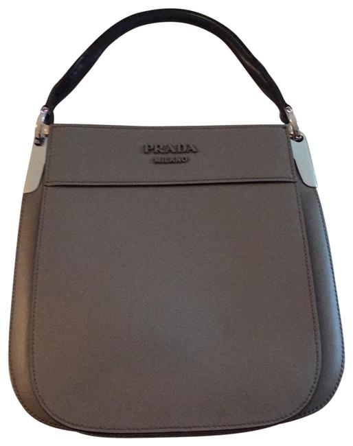 Prada Grey Calfskin Leather Cross Body Bag