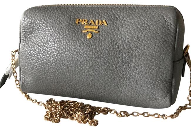 Prada Grey Leather Cross Body Bag