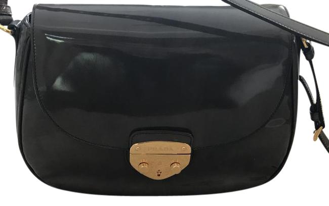 Prada Grey Patent Leather Cross Body Bag