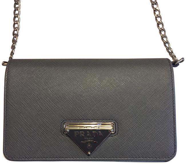 Prada Grey Saffiano Leather Cross Body Bag